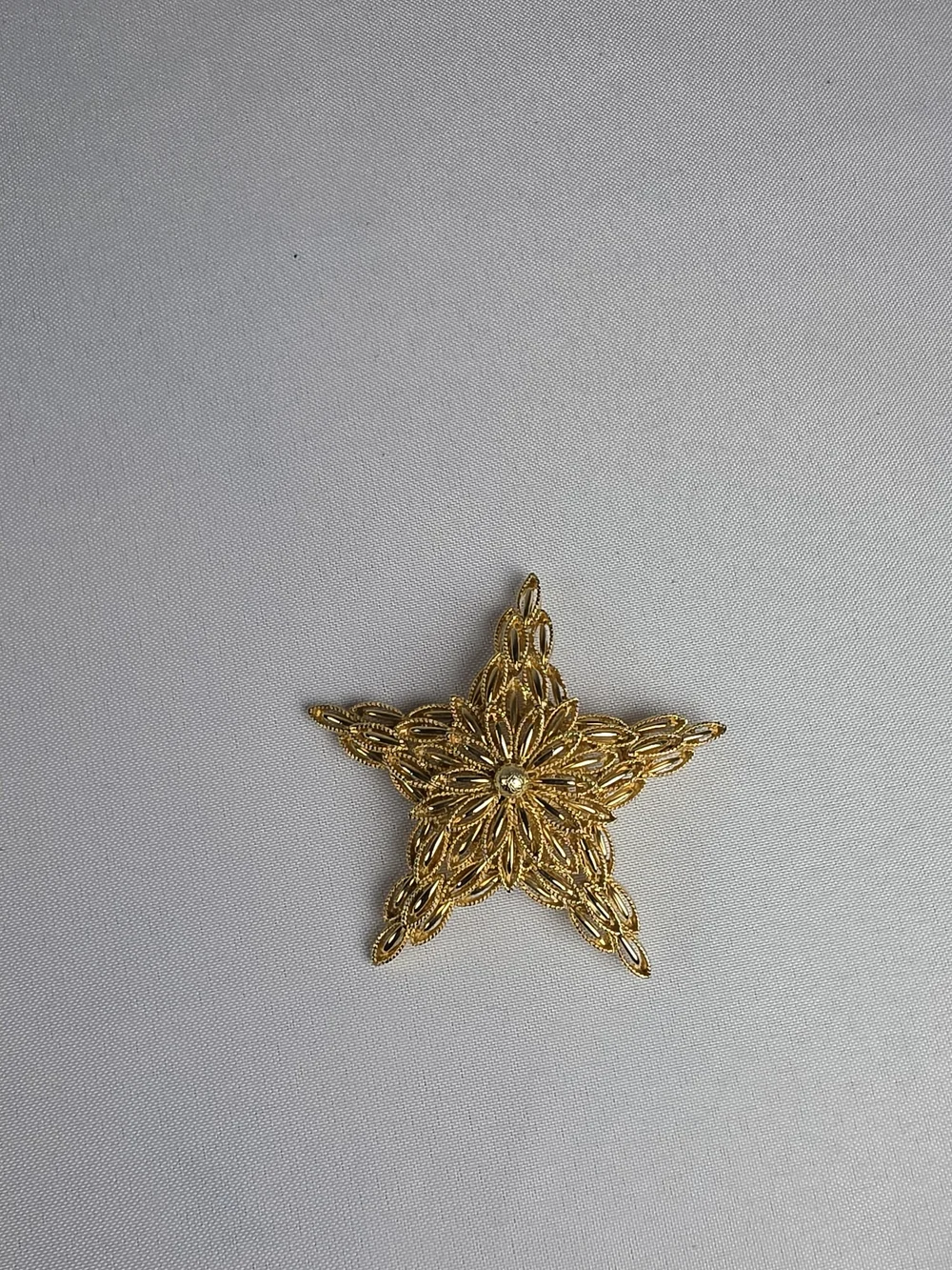 Vintage Signed Capri Gold Tone Star Brooch Textured Mid-Century Modern Pin Jewel